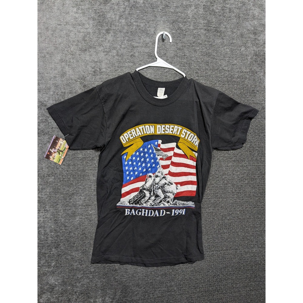 Vintage 1991 Operation Desert Storm Baghdad T-Shirt Black Single Stitch Mens L